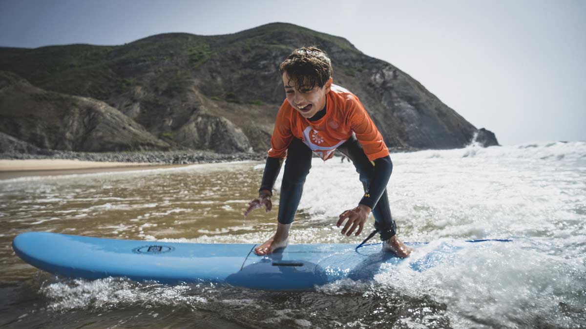 Kid In Action! Learning To Surf With A Good Feeling